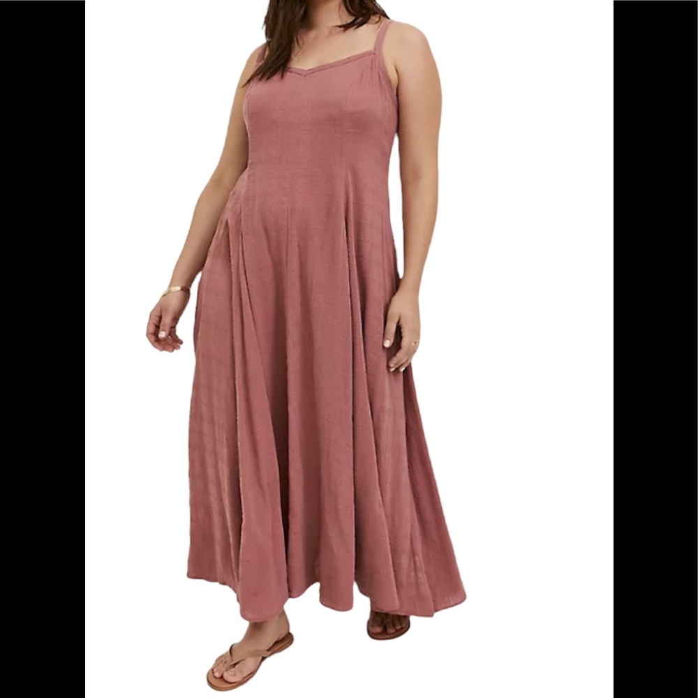 torrid Dusty Rose Textured Cotton Trapeze Maxi Dress 4X